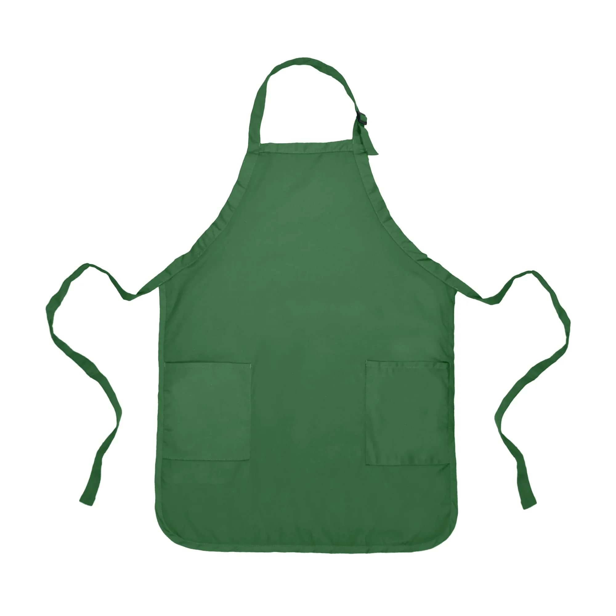 DALIX Apron Commercial Restaurant Home Bib Spun Poly Cotton Kitchen Aprons (2 Pockets) in Dark Green | Adjustable & Durable (70-120 chars)