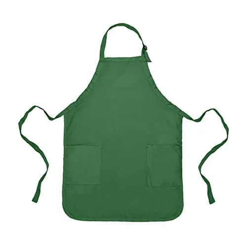 DALIX Apron Commercial Restaurant Home Bib Spun Poly Cotton Kitchen Aprons (2 Pockets) in Dark Green | Adjustable & Durable (70-120 chars) thumbnail 1