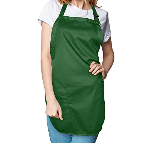 DALIX Apron Commercial Restaurant Home Bib Spun Poly Cotton Kitchen Aprons (2 Pockets) in Dark Green | Adjustable & Durable (70-120 chars) thumbnail 5