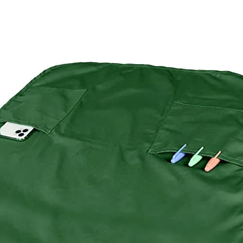 DALIX Apron Commercial Restaurant Home Bib Spun Poly Cotton Kitchen Aprons (2 Pockets) in Dark Green | Adjustable & Durable (70-120 chars) thumbnail 6