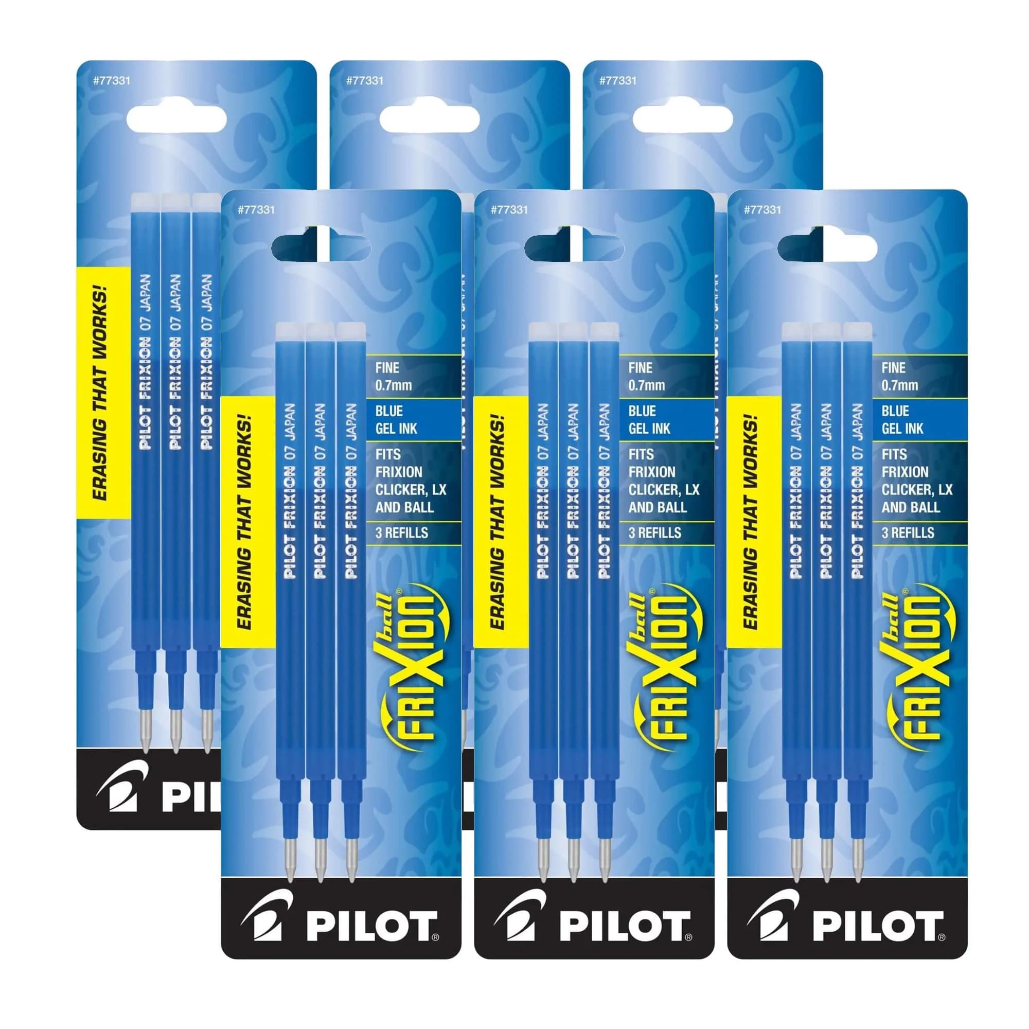 Pilot Gel Ink Refills for FriXion Erasable Gel Ink Pen, Fine Point, Blue Ink, 6 Packs | Vibrant, erasable gel refills for FriXion pens