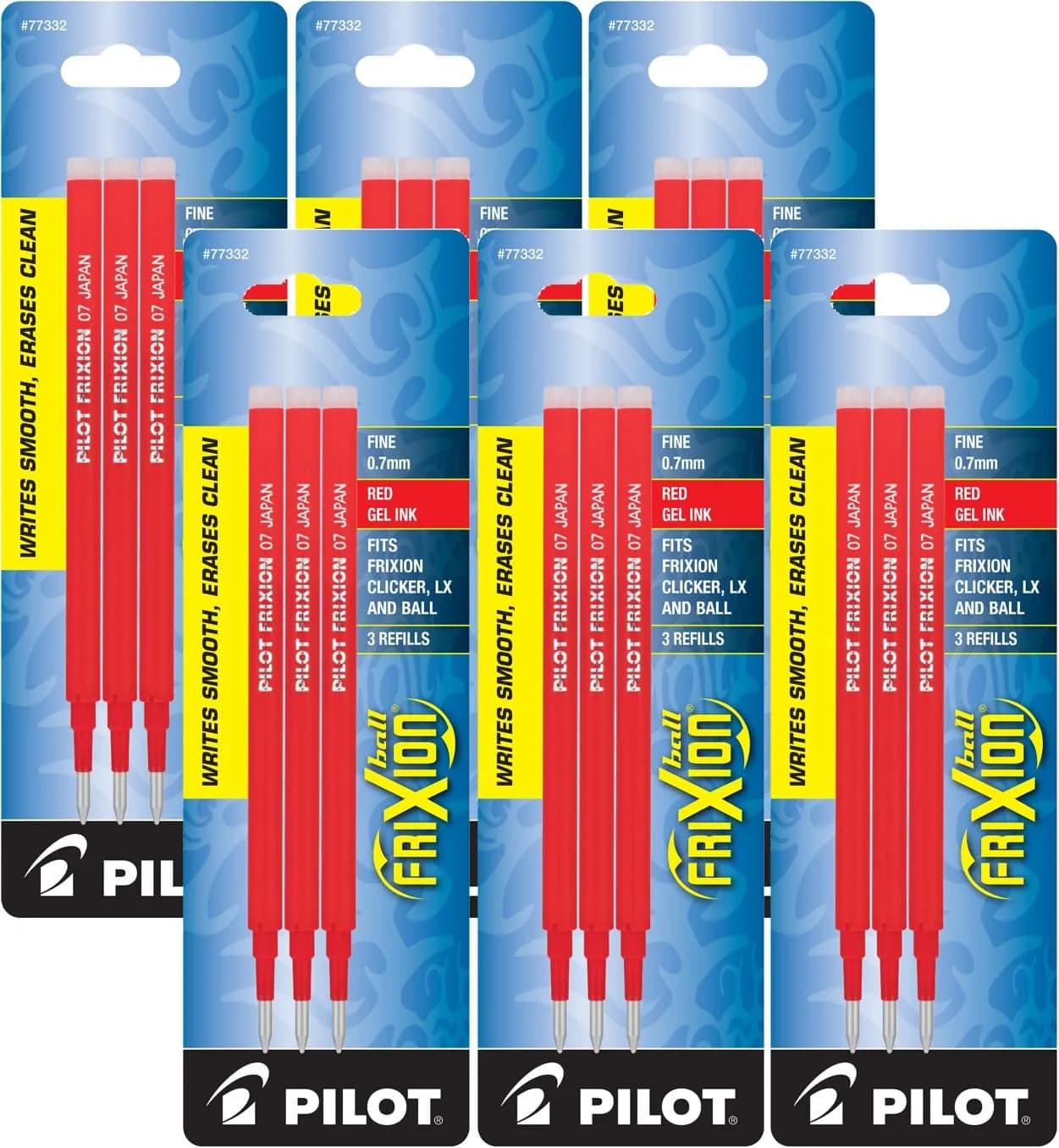 Pilot Gel Ink Refills for FriXion Erasable Gel Ink Pen, Fine Point, Red Ink | Reusable, Erasable, 18 Refills