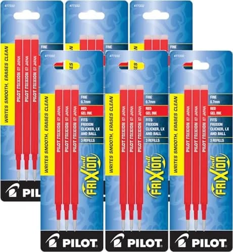 Pilot Gel Ink Refills for FriXion Erasable Gel Ink Pen, Fine Point, Red Ink | Reusable, Erasable, 18 Refills thumbnail 1