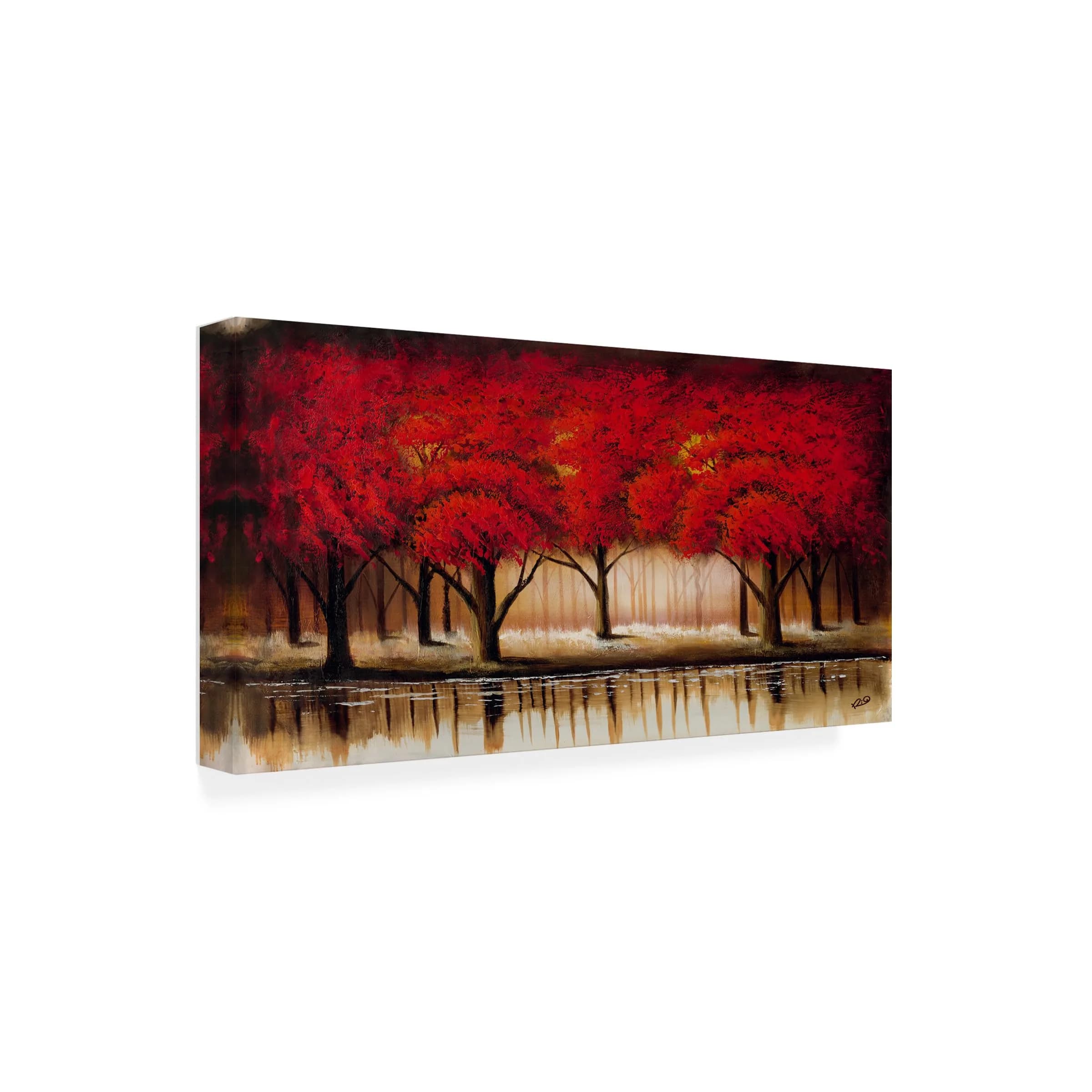 Trademark Fine Art Parade of Red Trees II Canvas Wall Art 47"L x 24"W | Vibrant Woodland Scene