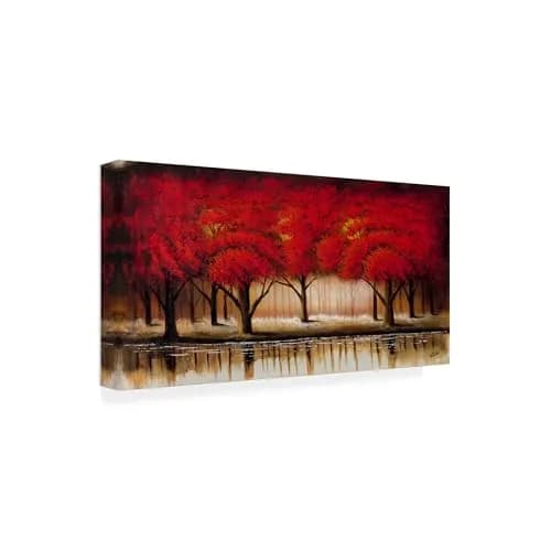 Trademark Fine Art Parade of Red Trees II Canvas Wall Art 47"L x 24"W | Vibrant Woodland Scene thumbnail 1