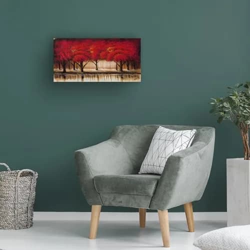 Trademark Fine Art Parade of Red Trees II Canvas Wall Art 47"L x 24"W | Vibrant Woodland Scene thumbnail 4