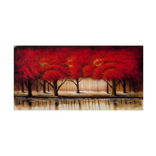 Trademark Fine Art Parade of Red Trees II Canvas Wall Art 47"L x 24"W | Vibrant Woodland Scene thumbnail 2