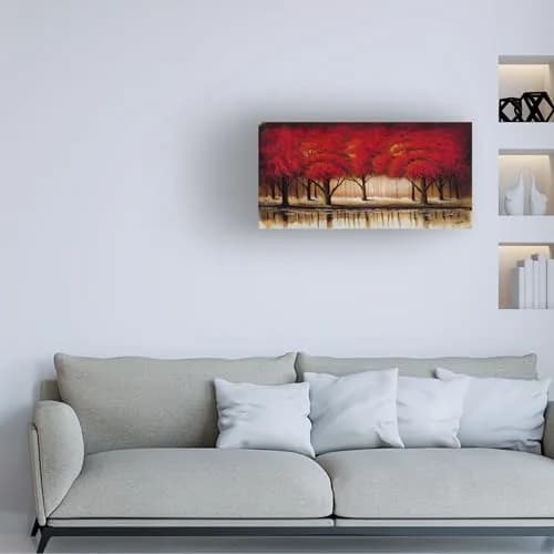 Trademark Fine Art Parade of Red Trees II Canvas Wall Art 47"L x 24"W | Vibrant Woodland Scene thumbnail 3