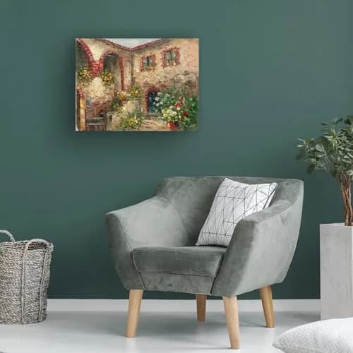 Trademark Fine Art Tuscany Courtyard Wall Art 19"L x 14"W | Vibrant Floral Canvas for Living Room & Office thumbnail 4