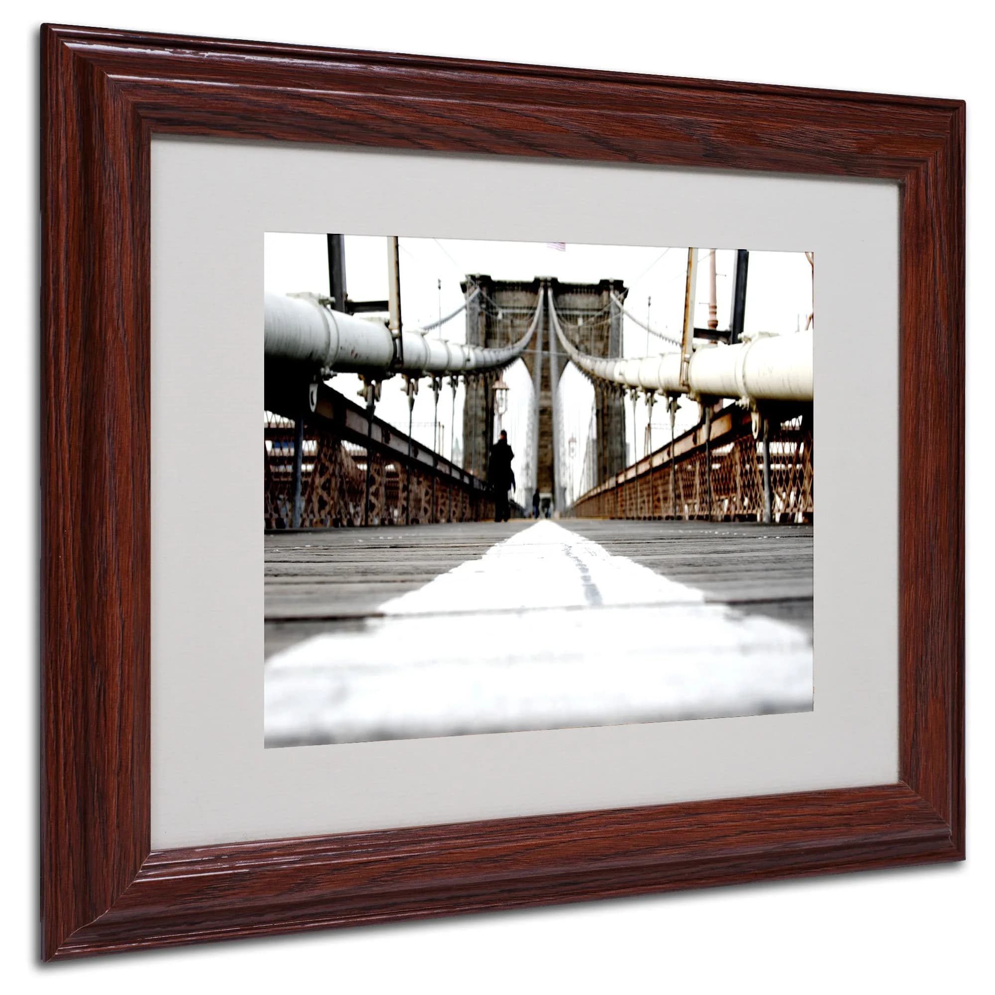 Trademark Fine Art Brooklyn Bridge by Yale Gurney with Wood Frame Artwork, 11 x 14-Inch | Contemporary Wall Art - main product image