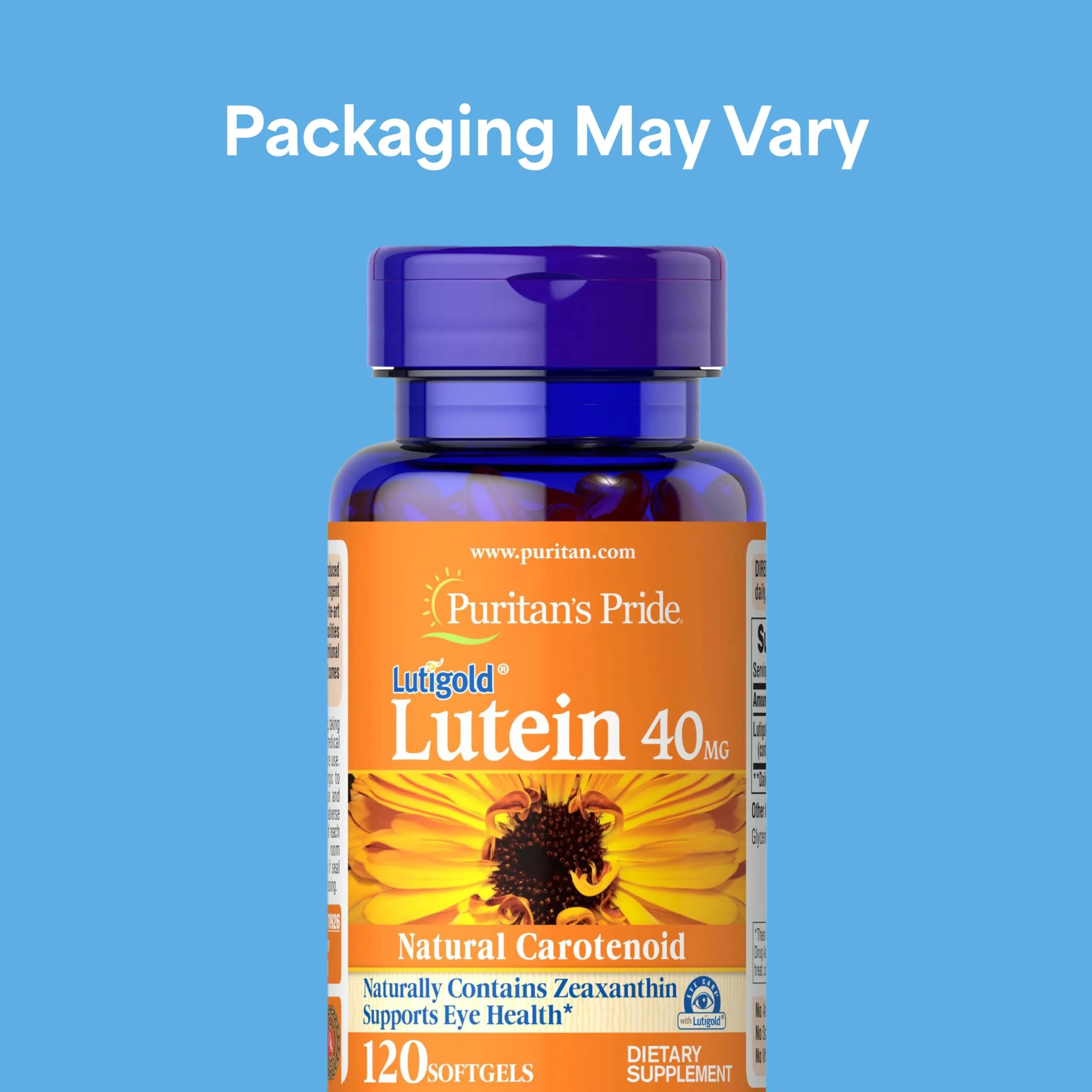 Puritan's Pride Premium Lutigold Lutein 40mg Softgels (120 Count) | Supports Eye Health & Filters Blue Light - view 2