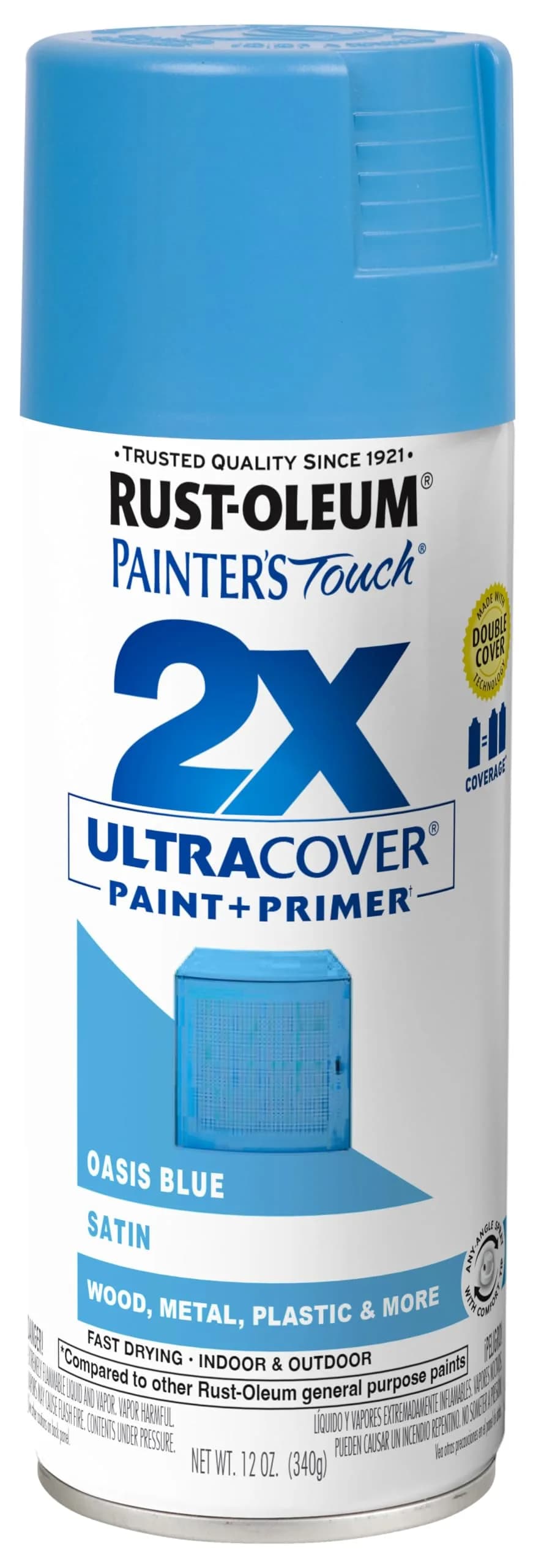 Rust-Oleum Painter's Touch 2X Satin Oasis Blue Spray Paint, 340g (12 Oz) - main product image