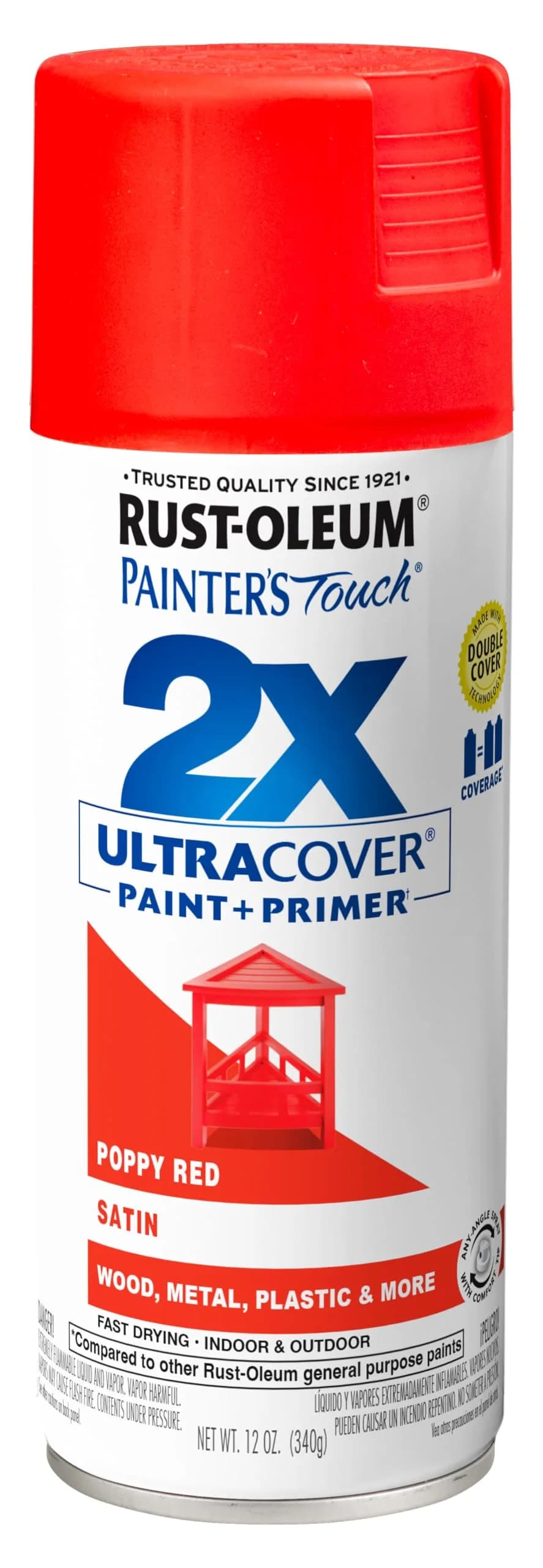 Rust-Oleum Painter's Touch 2X Ultra Cover Spray Paint - Satin Poppy Red, 340g - main product image