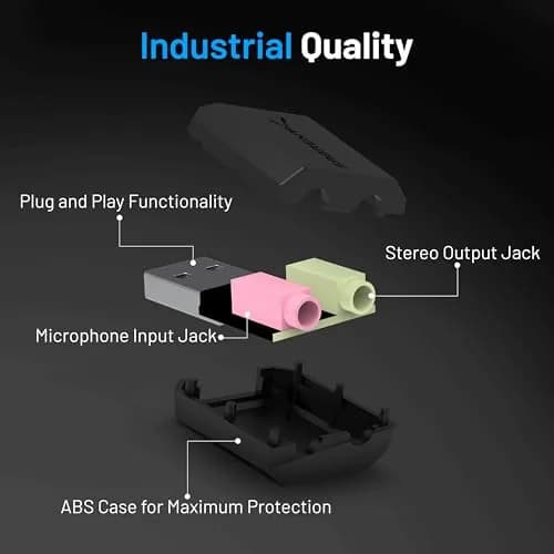 Sabrent USB External Stereo Sound Card Adapter AU-MMSA | Plug & Play 3D Stereo USB 2.0 Hi-Speed thumbnail 4