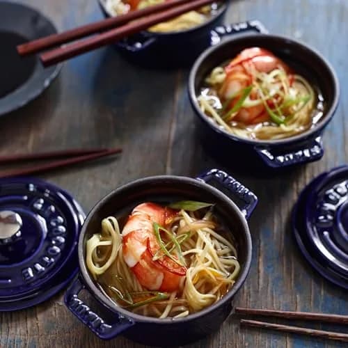 STAUB Ceramic Dutch Oven 3-piece Mini Round Cocotte Dark Blue | Oven & Microwave Safe thumbnail 5