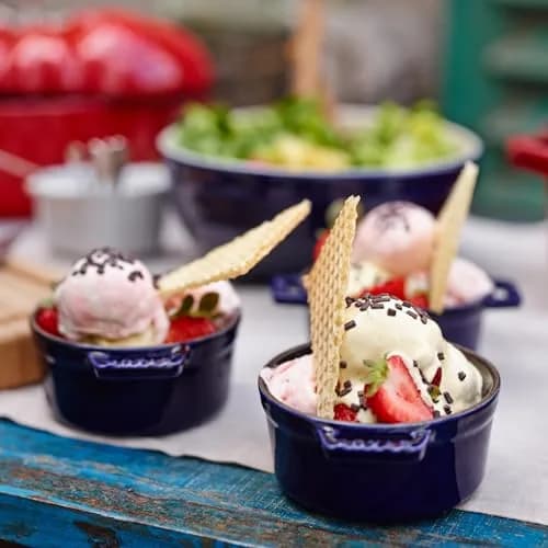 STAUB Ceramic Dutch Oven 3-piece Mini Round Cocotte Dark Blue | Oven & Microwave Safe thumbnail 4