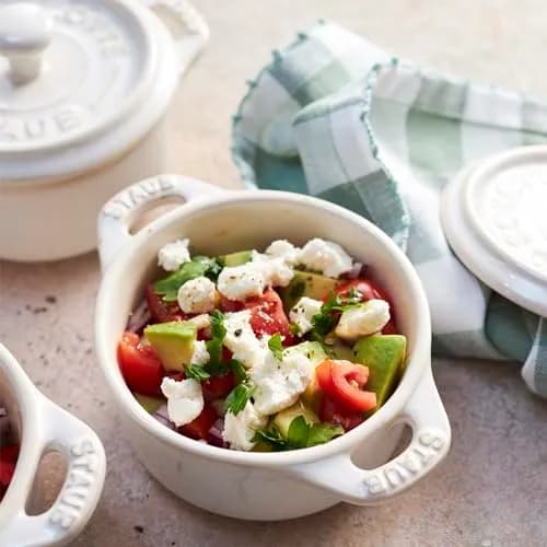 STAUB Ceramic Dutch Oven 3-piece Mini Round Cocotte, White | Oven & Microwave Safe, 0.25 qt thumbnail 5