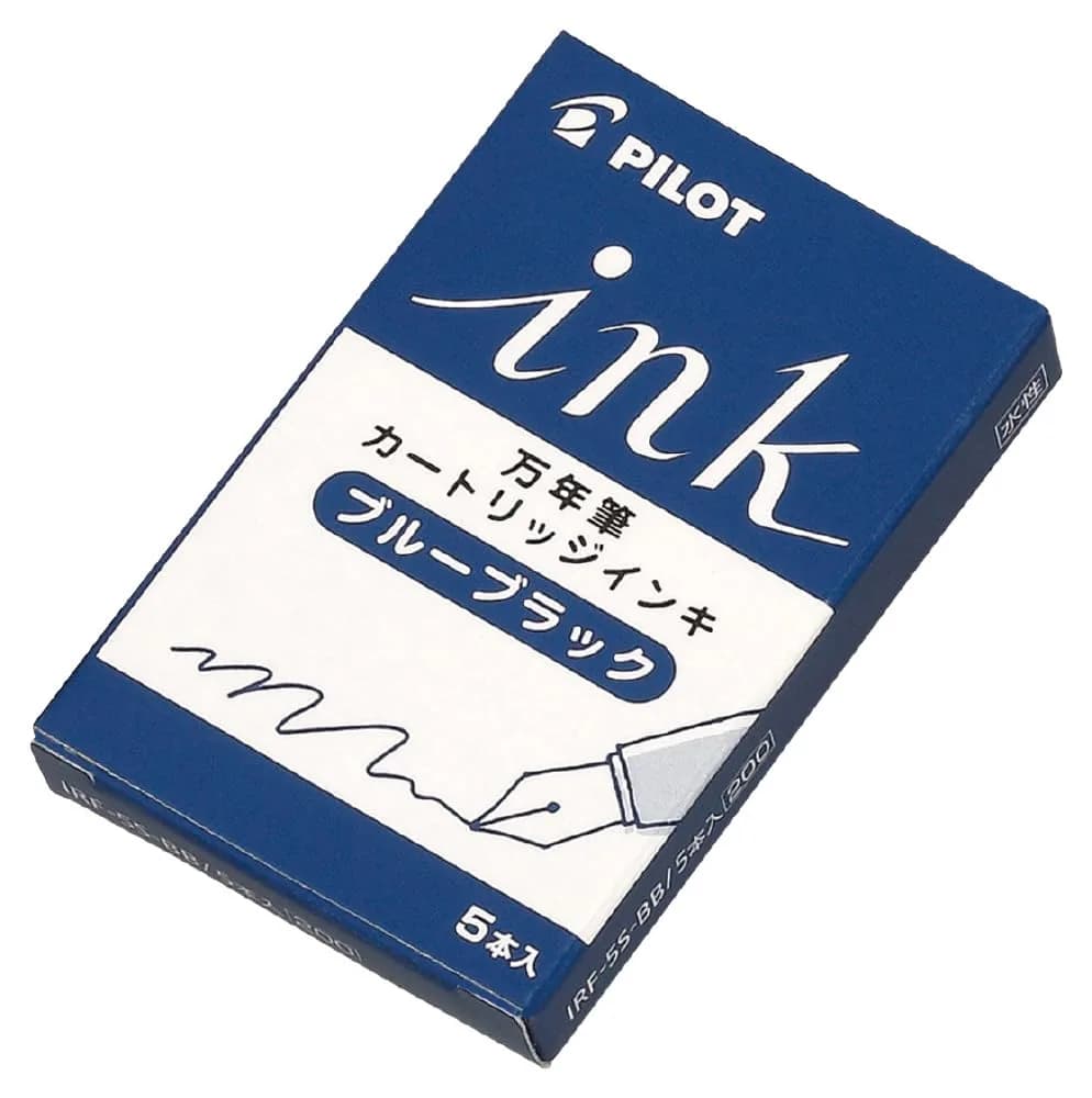 Pilot Fountain Pen Ink Cartridge Set of 5 | Blue Black Ink for Fountain Pens — Blue