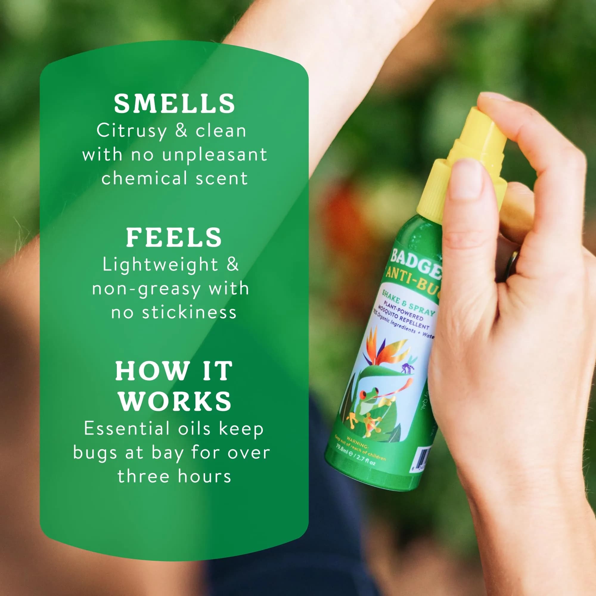 Badger Natural Bug Spray Travel Size 80ml (2.7 Fl Oz) | Family Friendly All Natural Mosquito Repellent - view 5