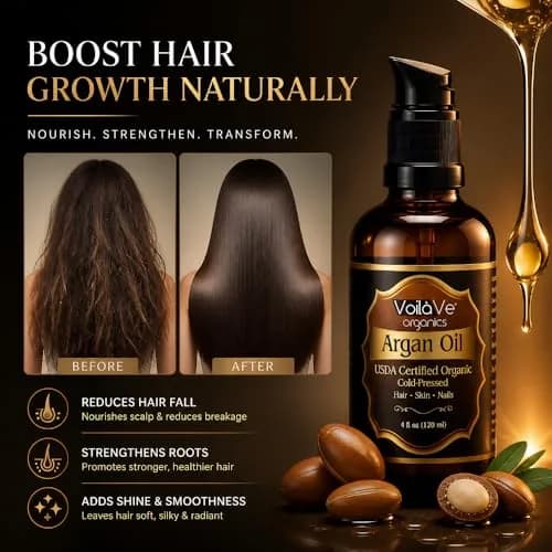 VoilaVe USDA Organic Argan Oil 118ml (4 fl oz) | Pure Cold-Pressed for Skin, Nails & Hair Growth thumbnail 4