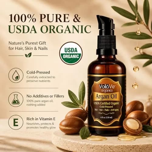VoilaVe USDA Organic Argan Oil 118ml (4 fl oz) | Pure Cold-Pressed for Skin, Nails & Hair Growth thumbnail 9