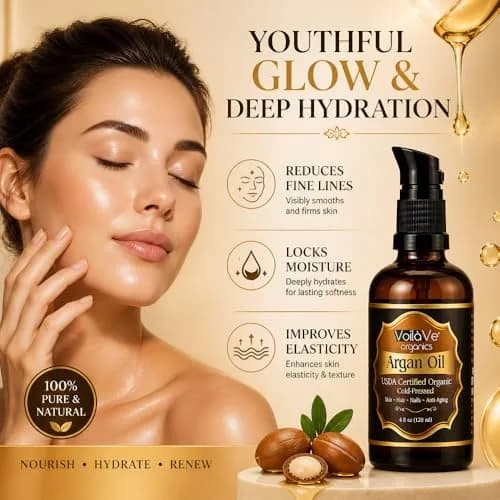 VoilaVe USDA Organic Argan Oil 118ml (4 fl oz) | Pure Cold-Pressed for Skin, Nails & Hair Growth thumbnail 3