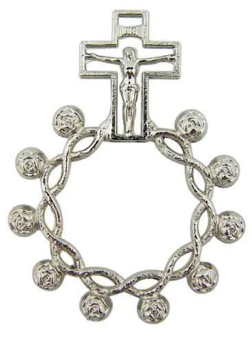 YILIUBA Silver Ring 9 | Crown of Thorns Rosary Beads Unisex