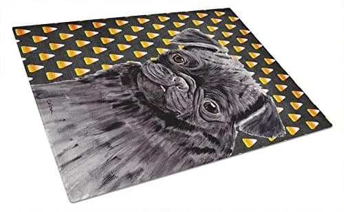 Caroline's Treasures Pug Candy Corn Halloween Glass Cutting Board 12" x 15" | Large Decorative Tempered Glass thumbnail 1