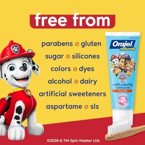 Orajel Naturals PAW Patrol Kids Fluoride Toothpaste 120ml (4.2 Oz) | Cavity Protection & Healthy Gums thumbnail 5