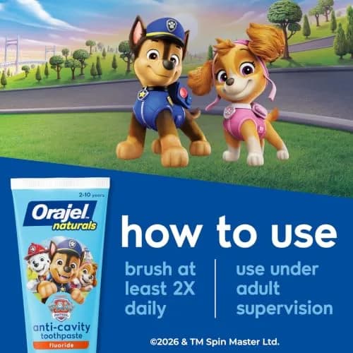 Orajel Naturals PAW Patrol Kids Fluoride Toothpaste 120ml (4.2 Oz) | Cavity Protection & Healthy Gums thumbnail 7