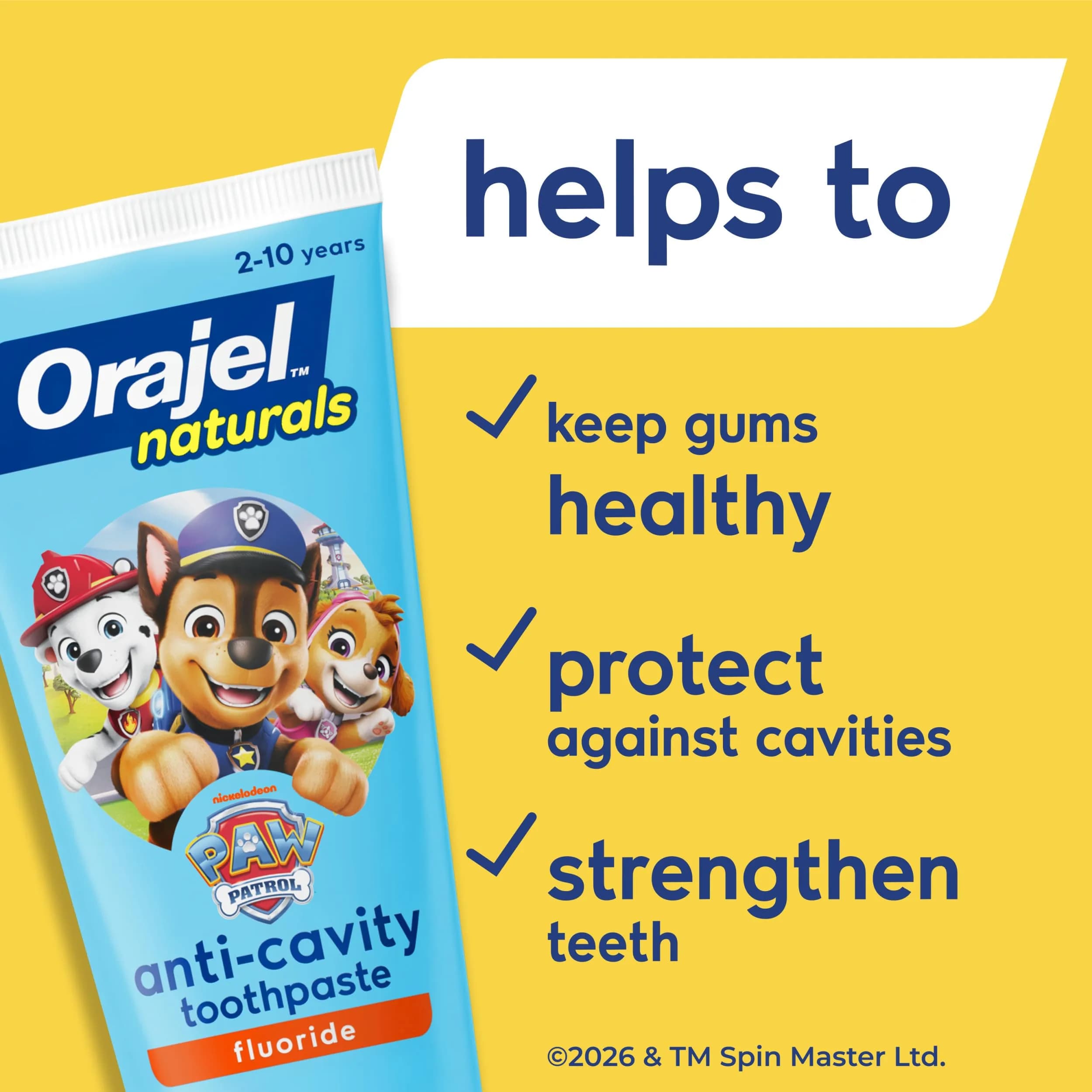 Orajel Naturals PAW Patrol Kids Fluoride Toothpaste 120ml (4.2 Oz) | Cavity Protection & Healthy Gums - view 3