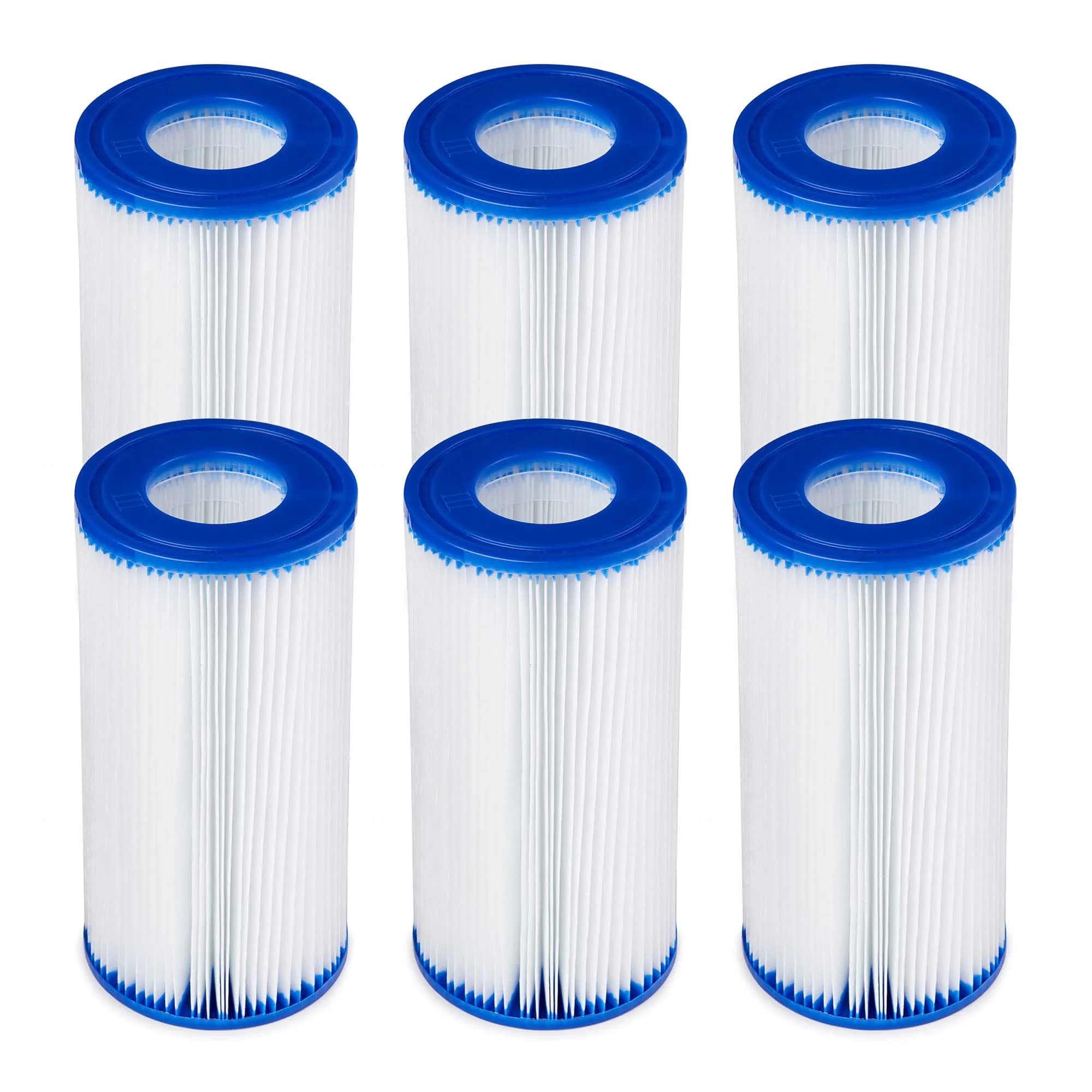 Bestway 58012E Type III/A Outdoor Swimming Pool Filter Pump Cartridge Replacement 4.2"x8" | 6 Pack for 500/800/1500 Gallon Pools