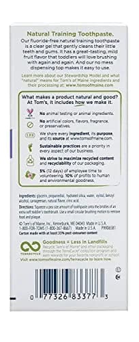Tom's of Maine Toddlers Natural Toothpaste Mild Fruit Gel 50ml (1.75 Oz) | Fluoride-Free for Ages 3-24 Months thumbnail 2
