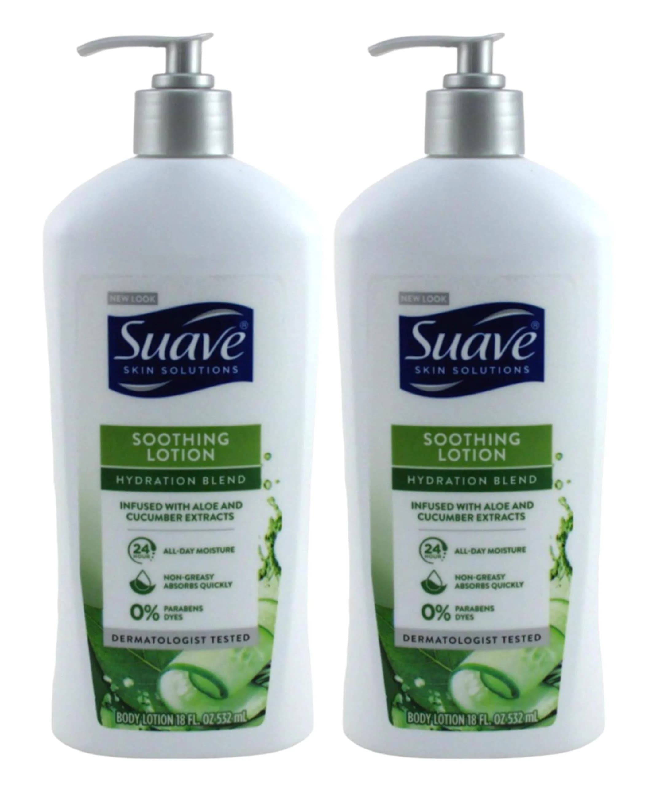 Suave+ Soothing Aloe & Cucumber Skin Lotion 532ml (18 fl Oz) (2-Pack) | Dermatologist Tested for Dry Skin — 18 Fl Oz