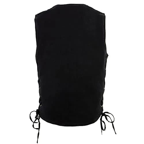 Milwaukee Leather DM1315 Men's Black Denim Vest | Classic Western Style, Adjustable Sides, 2X-Large thumbnail 2