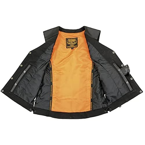 Milwaukee Leather ML1296 Women's Black Leather Motorcycle Vest | Reflective Tribal Design, Side Laces, 5X-Large thumbnail 7