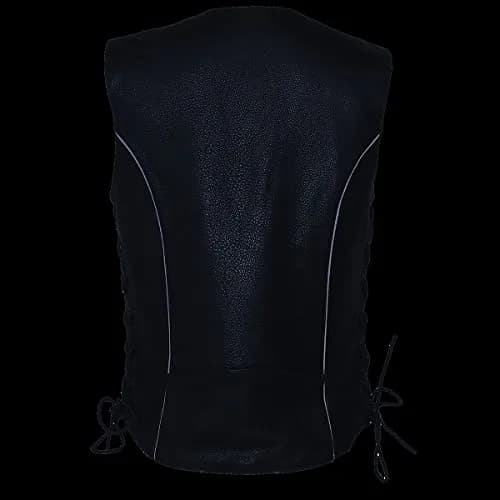 Milwaukee Leather ML1296 Women's Black Leather Motorcycle Vest | Reflective Tribal Design, Side Laces, 5X-Large thumbnail 8