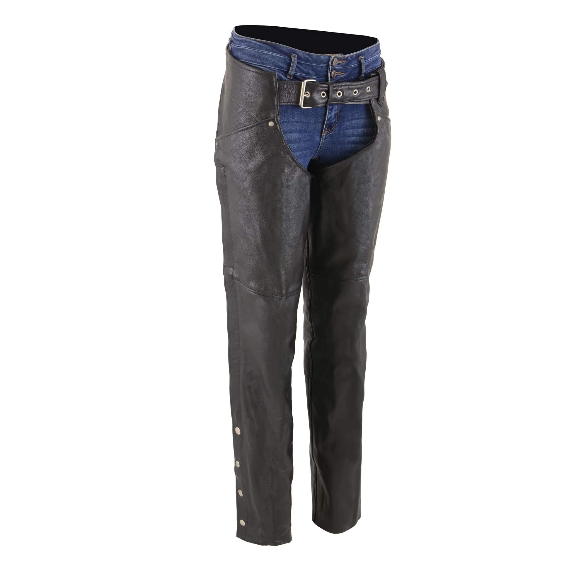 Milwaukee Leather SH1173 Women's Black Leather Chaps | Classic Motorcycle Gear for Women thumbnail 2