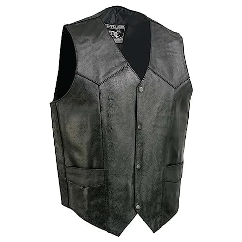 EVENT LEATHER EL5310 Black Motorcycle Leather Vest for Men | Classic Biker Style with Multiple Pockets (XS) thumbnail 1