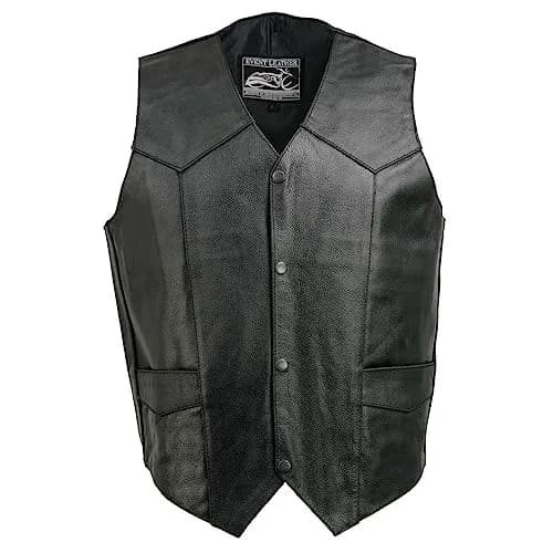 EVENT LEATHER EL5310 Black Motorcycle Leather Vest for Men | Classic Biker Style with Multiple Pockets (XS) thumbnail 5