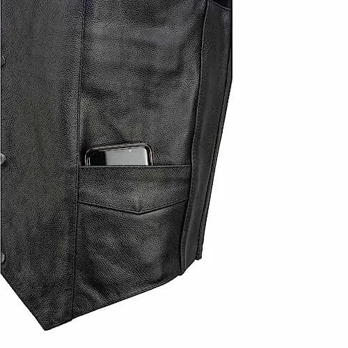 EVENT LEATHER EL5310 Black Motorcycle Leather Vest for Men | Classic Biker Style with Multiple Pockets (XS) thumbnail 9