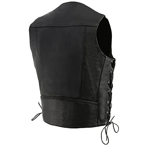 Milwaukee Leather ML1359 Men's Black Premium Leather Side Lace Motorcycle Vest 40 | Superior Abrasion Resistance & Concealed Carry thumbnail 7