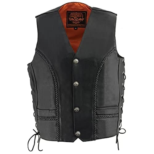Milwaukee Leather ML1359 Men's Black Premium Leather Side Lace Motorcycle Vest 40 | Superior Abrasion Resistance & Concealed Carry thumbnail 8