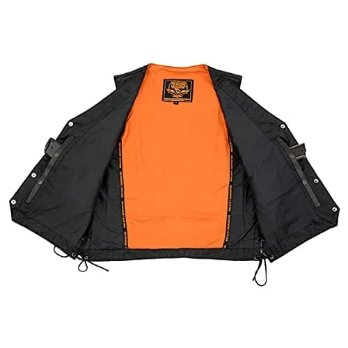 Milwaukee Leather ML1359 Men's Black Premium Leather Side Lace Motorcycle Vest 48 | Superior Abrasion Resistance & Concealed Carry thumbnail 5