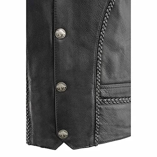 Milwaukee Leather ML1359 Men's Black Premium Leather Side Lace Motorcycle Vest 48 | Superior Abrasion Resistance & Concealed Carry thumbnail 9