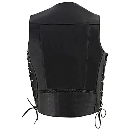 Milwaukee Leather ML1359 Men's Black Premium Leather Side Lace Motorcycle Vest 48 | Superior Abrasion Resistance & Concealed Carry thumbnail 3