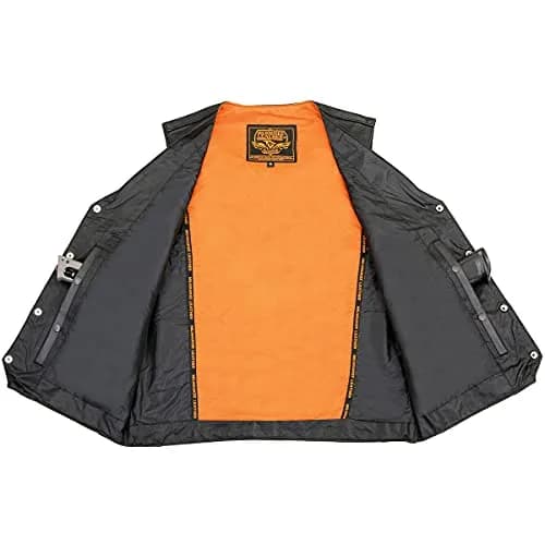 Milwaukee Leather ML1368 Men's Black Premium Leather V-Neck Motorcycle Vest with Buffalo Nickel Snaps - Size 60 thumbnail 4
