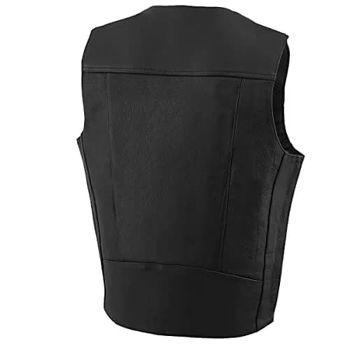 Milwaukee Leather ML1368 Men's Black Premium Leather V-Neck Motorcycle Vest with Buffalo Nickel Snaps - Size 60 thumbnail 6
