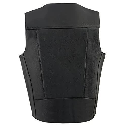 Milwaukee Leather ML1368 Men's Black Premium Leather V-Neck Motorcycle Vest with Buffalo Nickel Snaps - Size 60 thumbnail 2