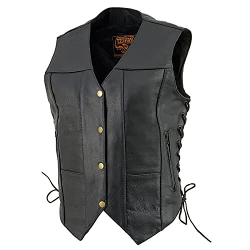 Milwaukee Leather Women's 6-Pocket Side Lace Vest | Black Leather, X-Large | Durable & Stylish thumbnail 6